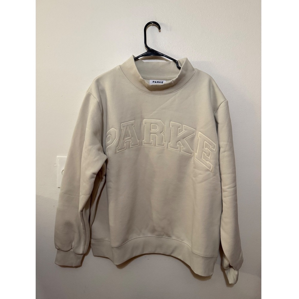 PARKE Fleece Varsity Mockneck Oat Tonal Size L/XL NWT